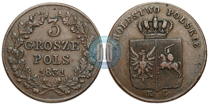 Picture 3 grosze 1831 year KG "Polish uprising"