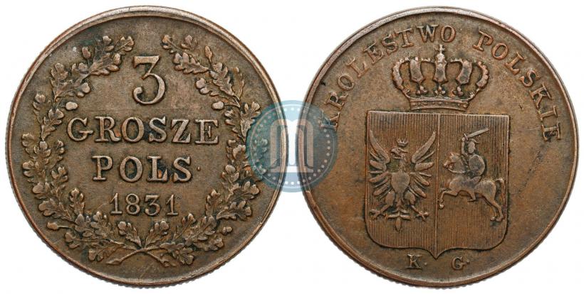 Picture 3 grosze 1831 year KG "Polish uprising"