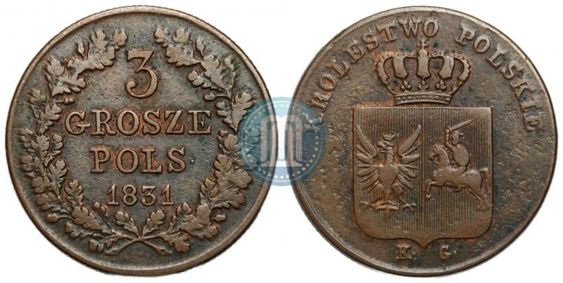Picture 3 grosze 1831 year KG "Polish uprising"