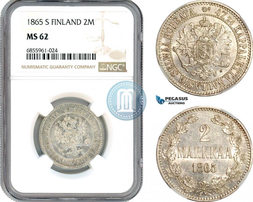 Picture 2 markkaa 1865 year S 