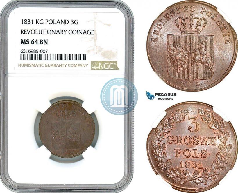 Picture 3 grosze 1831 year KG "Polish uprising"