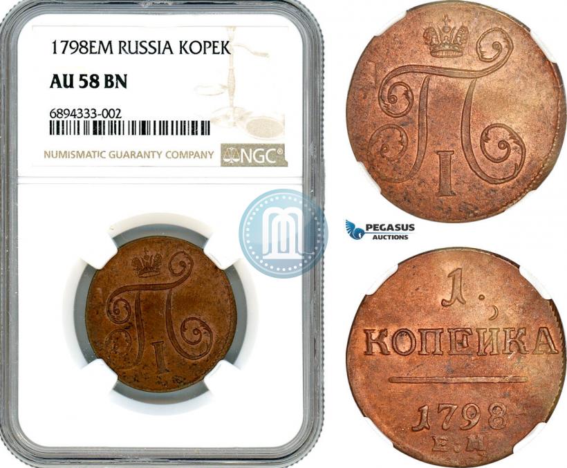 Picture 1 kopeck 1798 year ЕМ 