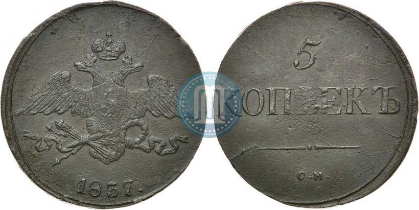 Picture 5 kopecks 1837 year СМ 