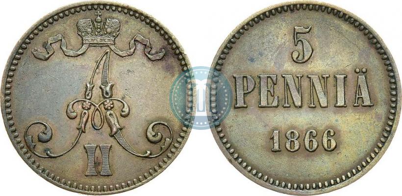 Фото 5 пенни 1866 года  