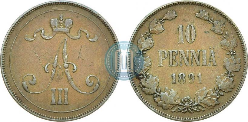 Picture 10 pennia 1891 year  
