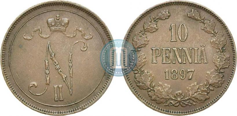 Picture 10 pennia 1897 year  