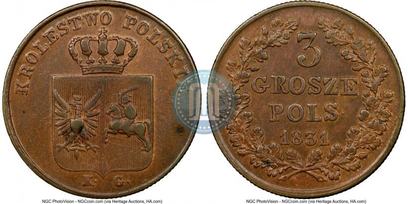 Picture 3 grosze 1831 year KG "Polish uprising"