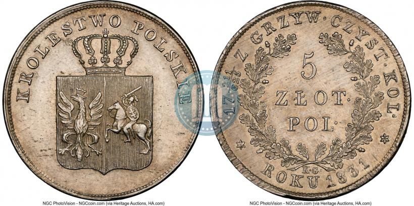 Picture 5 złotych 1831 year KG "Polish uprising"