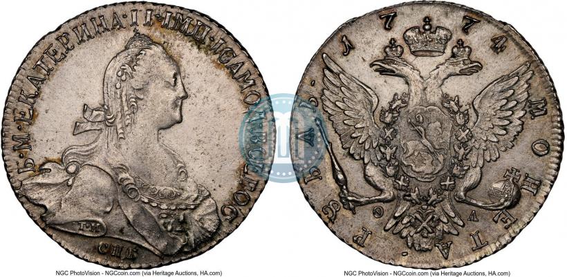 Фото 1 рубль 1774 года СПБ-ФЛ 