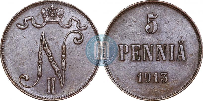 Picture 5 pennia 1913 year  