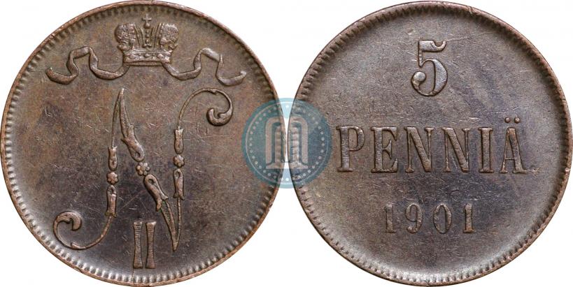 Picture 5 pennia 1901 year  