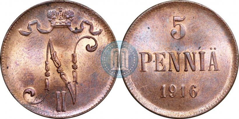 Picture 5 pennia 1916 year  