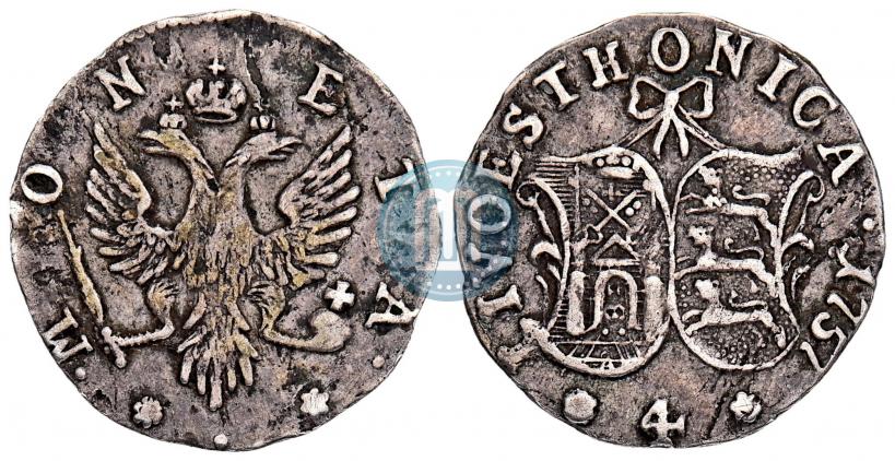 Фото 4 копейки 1757 года  "Ливонез"