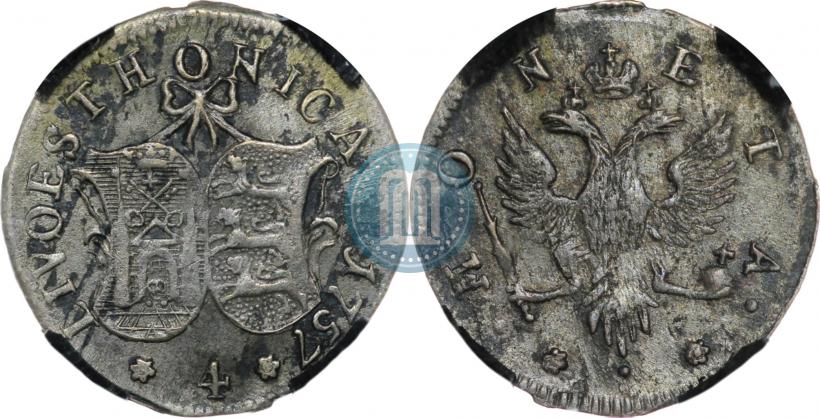Фото 4 копейки 1757 года  "Ливонез"