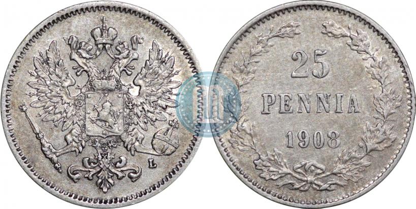 Picture 25 pennia 1908 year L 