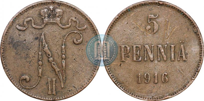 Picture 5 pennia 1916 year  