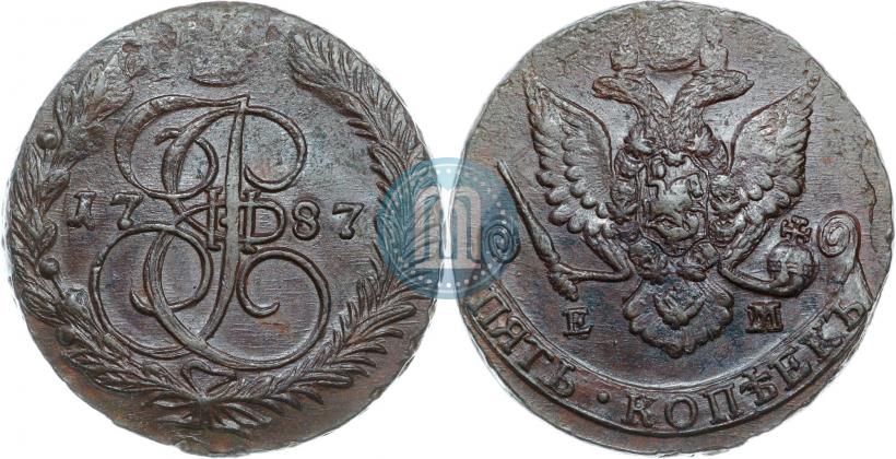 Picture 5 kopecks 1787 year ЕМ 