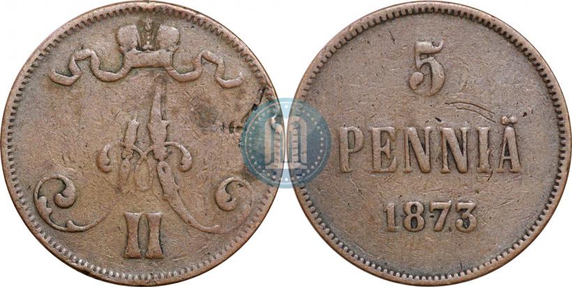 Фото 5 пенни 1873 года  