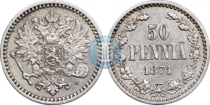 Фото 50 пенни 1871 года S 