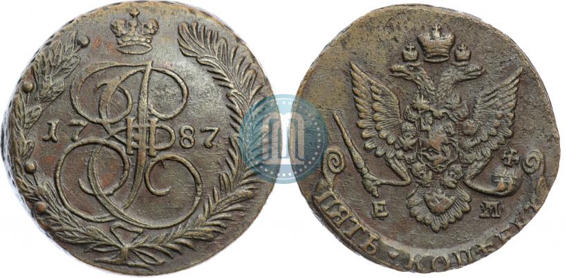 Picture 5 kopecks 1787 year ЕМ 