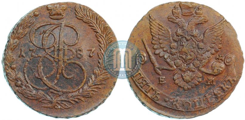 Picture 5 kopecks 1787 year ЕМ 