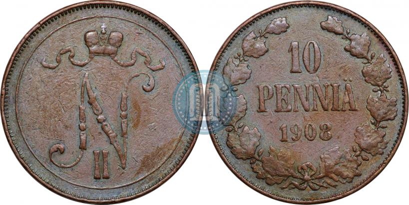 Фото 10 пенни 1908 года  