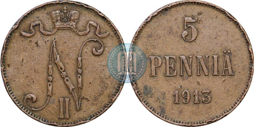 Picture 5 pennia 1913 year  