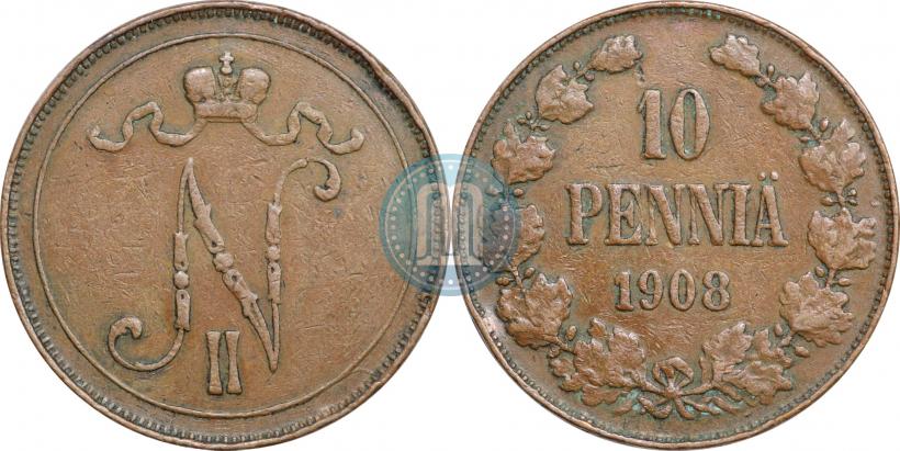 Picture 10 pennia 1908 year  
