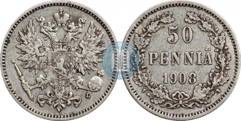 Picture 50 pennia 1908 year L 