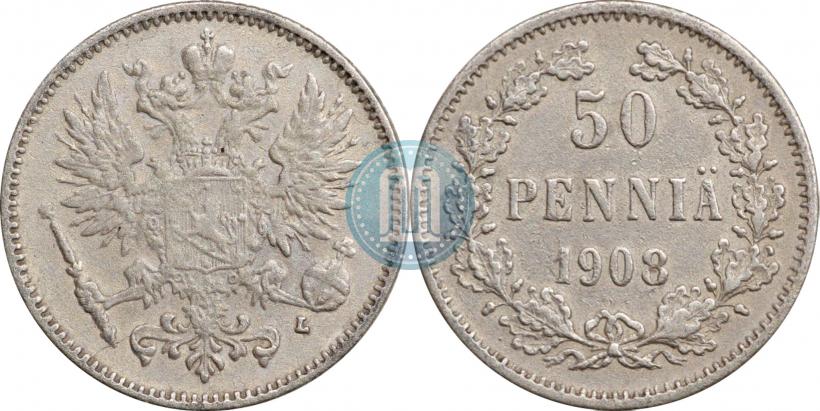 Picture 50 pennia 1908 year L 