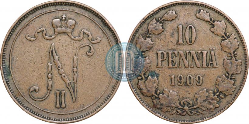 Picture 10 pennia 1909 year  
