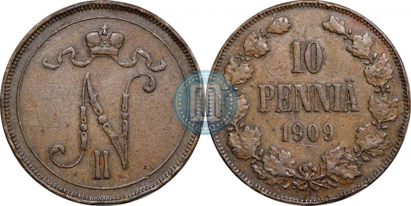 Picture 10 pennia 1909 year  