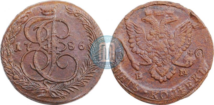Фото 5 копеек 1786 года ЕМ 