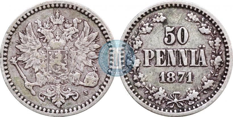 Фото 50 пенни 1871 года S 