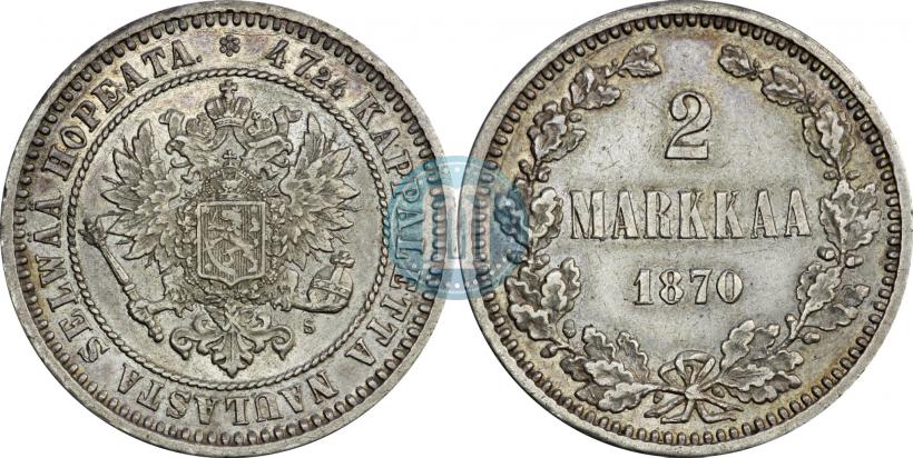 Picture 2 markkaa 1870 year S 