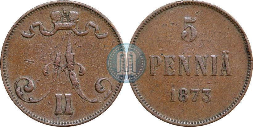 Picture 5 pennia 1873 year  