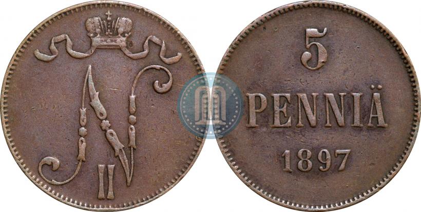 Picture 5 pennia 1897 year  