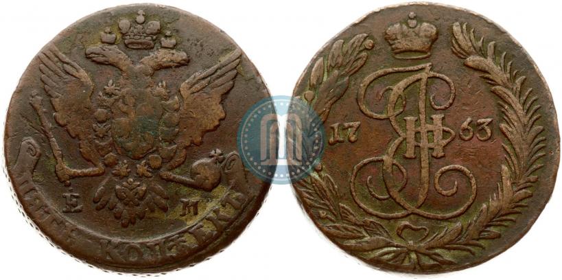 Picture 5 kopecks 1763 year ЕМ 