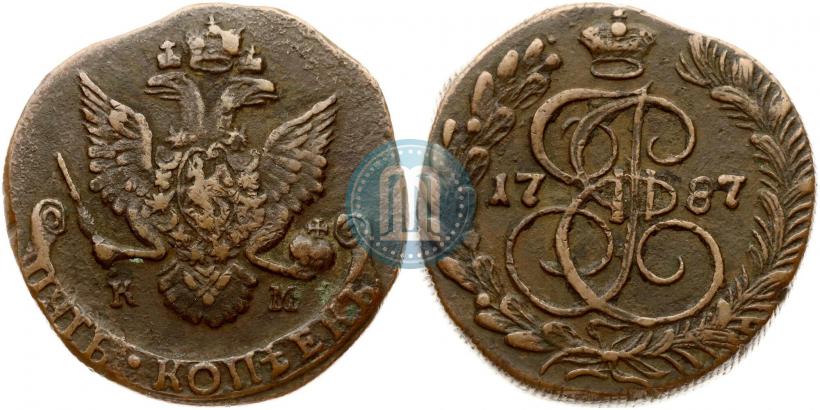 Фото 5 копеек 1787 года КМ 