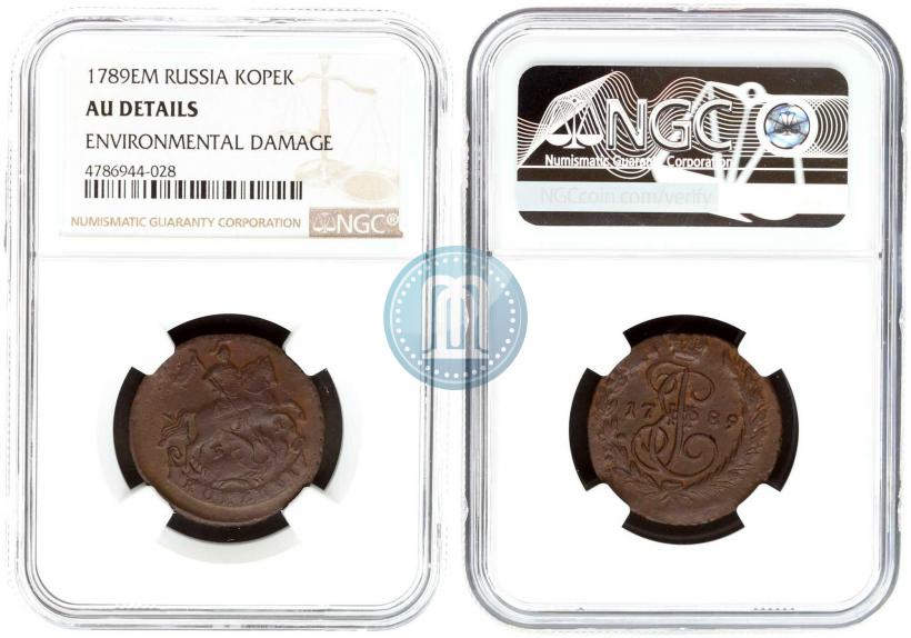 Picture 1 kopeck 1789 year ЕМ 