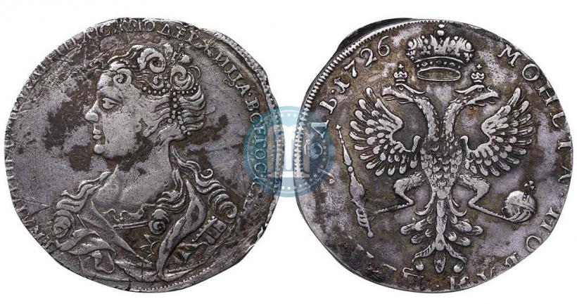 Picture 1 rouble 1726 year  "Moscow type, portrait turned to the left"