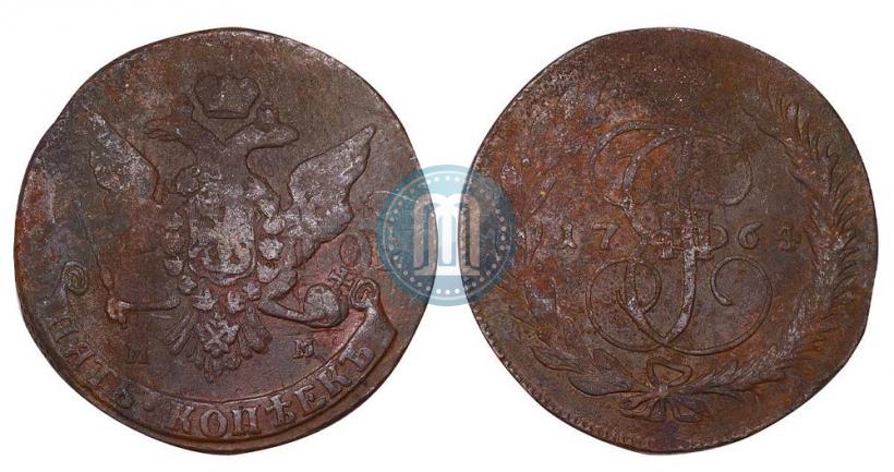 Фото 5 копеек 1764 года ММ 