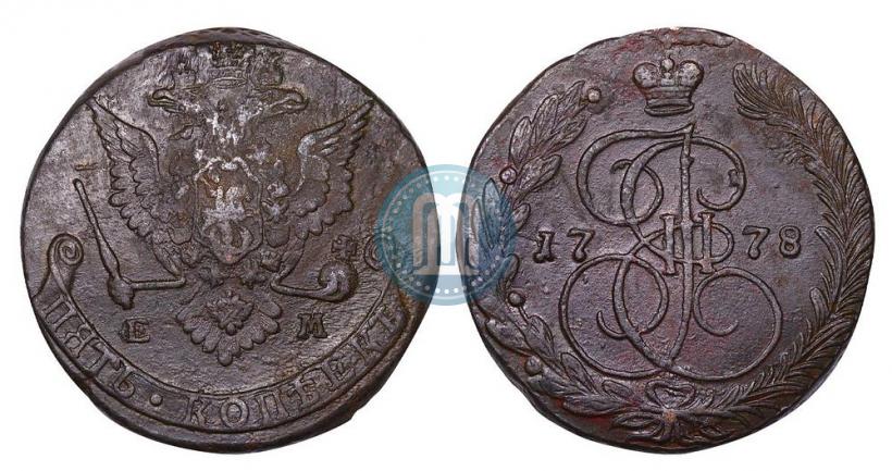 Picture 5 kopecks 1778 year ЕМ 