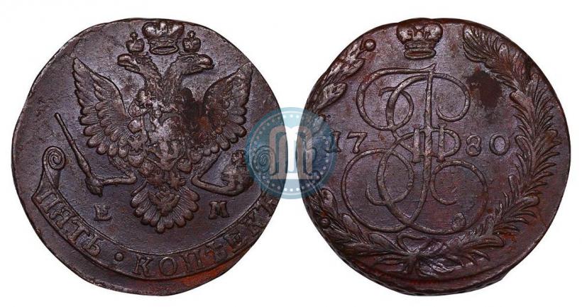 Picture 5 kopecks 1780 year ЕМ 