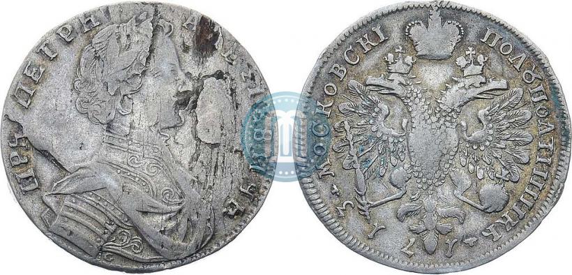 Фото Полуполтинник 1713 года G "Портрет работы С. Гуэна"