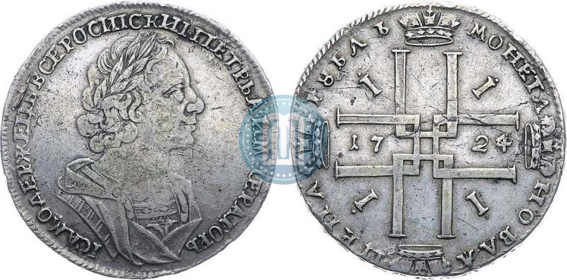 Фото 1 рубль 1724 года  "Портрет в античных доспехах"