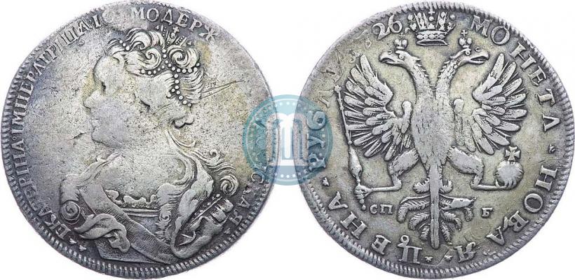 Picture 1 rouble 1726 year СПБ "Petersburg type, portrait turned to the left"