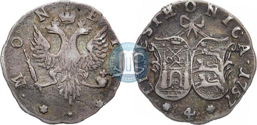 Фото 4 копейки 1757 года  "Ливонез"