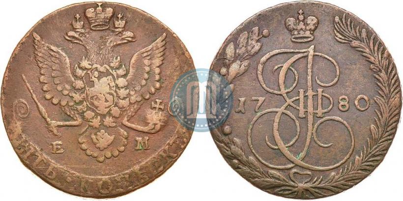 Picture 5 kopecks 1780 year ЕМ 