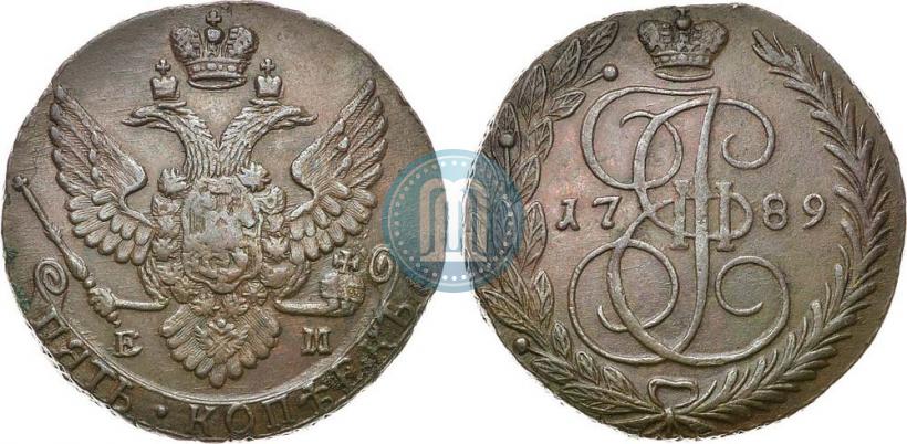 Picture 5 kopecks 1789 year ЕМ 